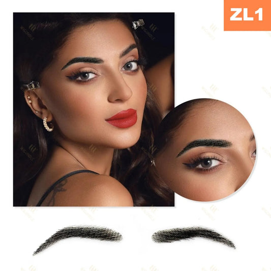 WIGUNDLE Fake Eyebow Women Or Man Hair Brazilian Hair invisible Handmade 100% Human Hair Fake Eyebrows Hand Tied False Eyebrows