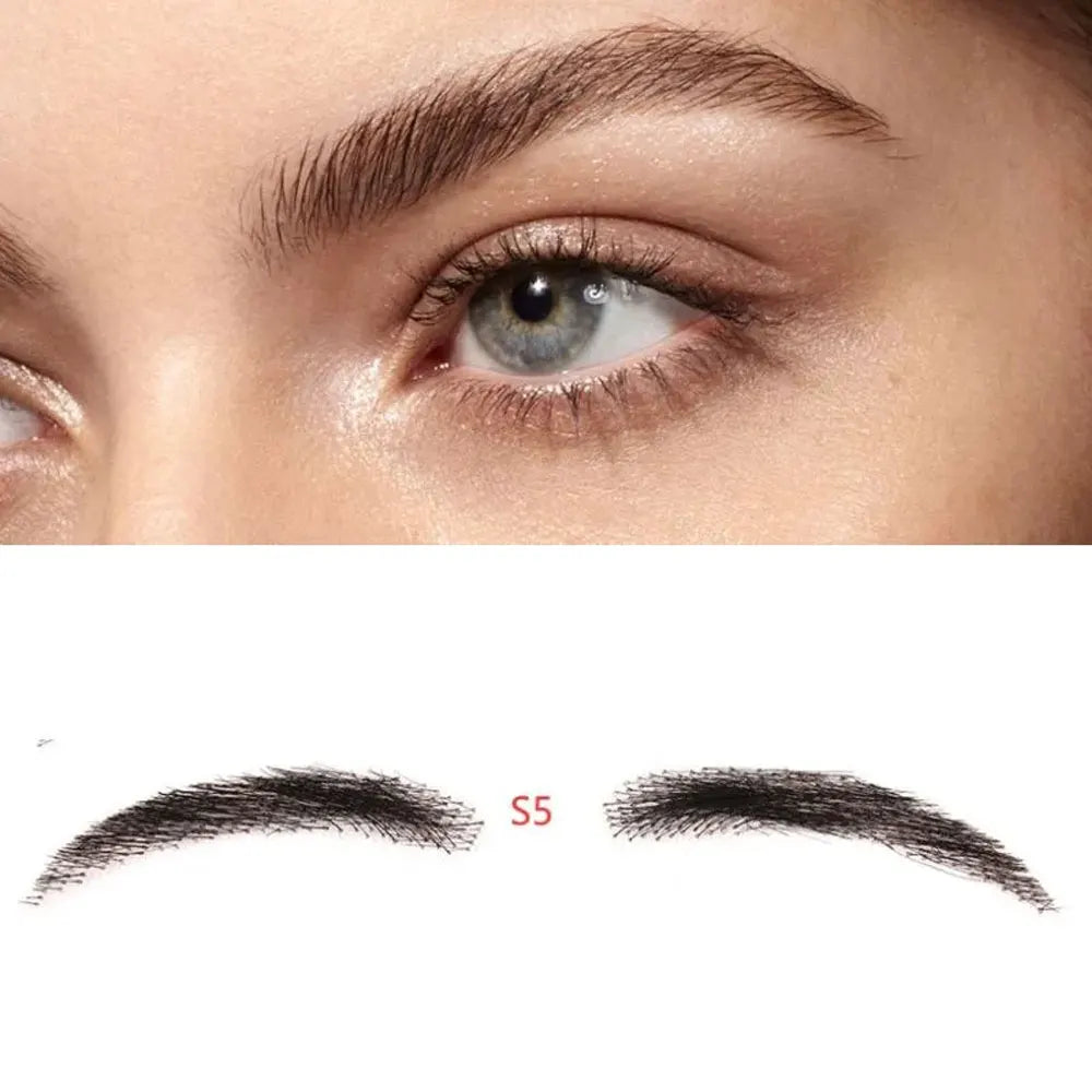 Fake Eyebrow Realistic100%Human Hair Full Hand Tied Hair Black False Eyebrow Lace Invisible Fake Eyebrow for Makeup Women andMan