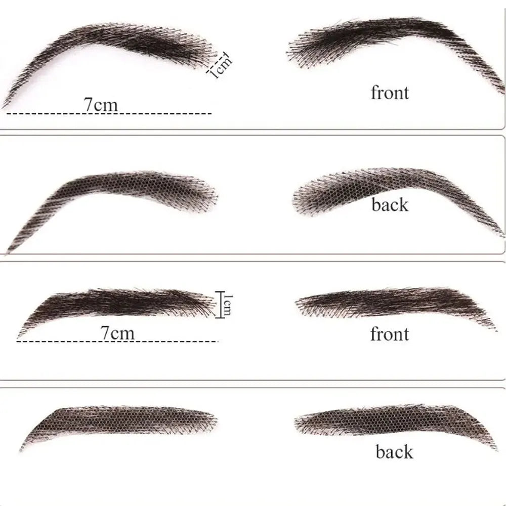 Fake Eyebrow Realistic100%Human Hair Full Hand Tied Hair Black False Eyebrow Lace Invisible Fake Eyebrow for Makeup Women andMan