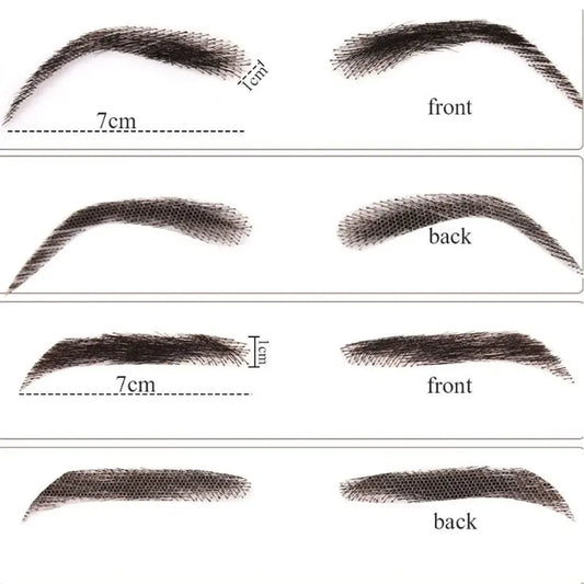 Fake Eyebrow Realistic100%Human Hair Full Hand Tied Hair Black False Eyebrow Lace Invisible Fake Eyebrow for Makeup Women andMan