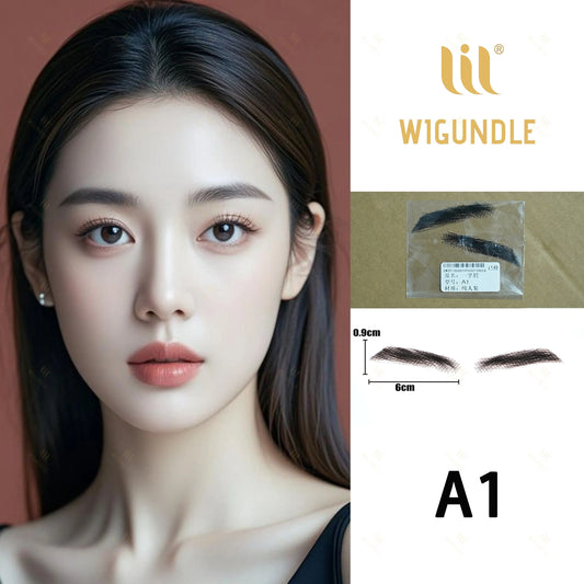 100% Human Hair Fake Eyebrows for Adult NaturalBlack LightBrown Invisible Lace Base Hand tied False Eyebrows Realistic Handmade