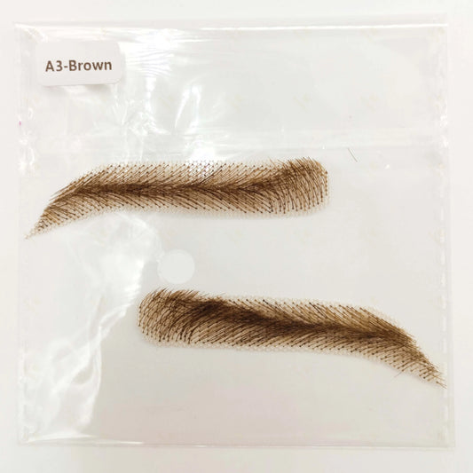 Fake Eyebrows Hair Extensions Handmade 100% Human Hair Lace Eyebrows One Pair False Eyebrow Extensions for Women (Black/Brown)
