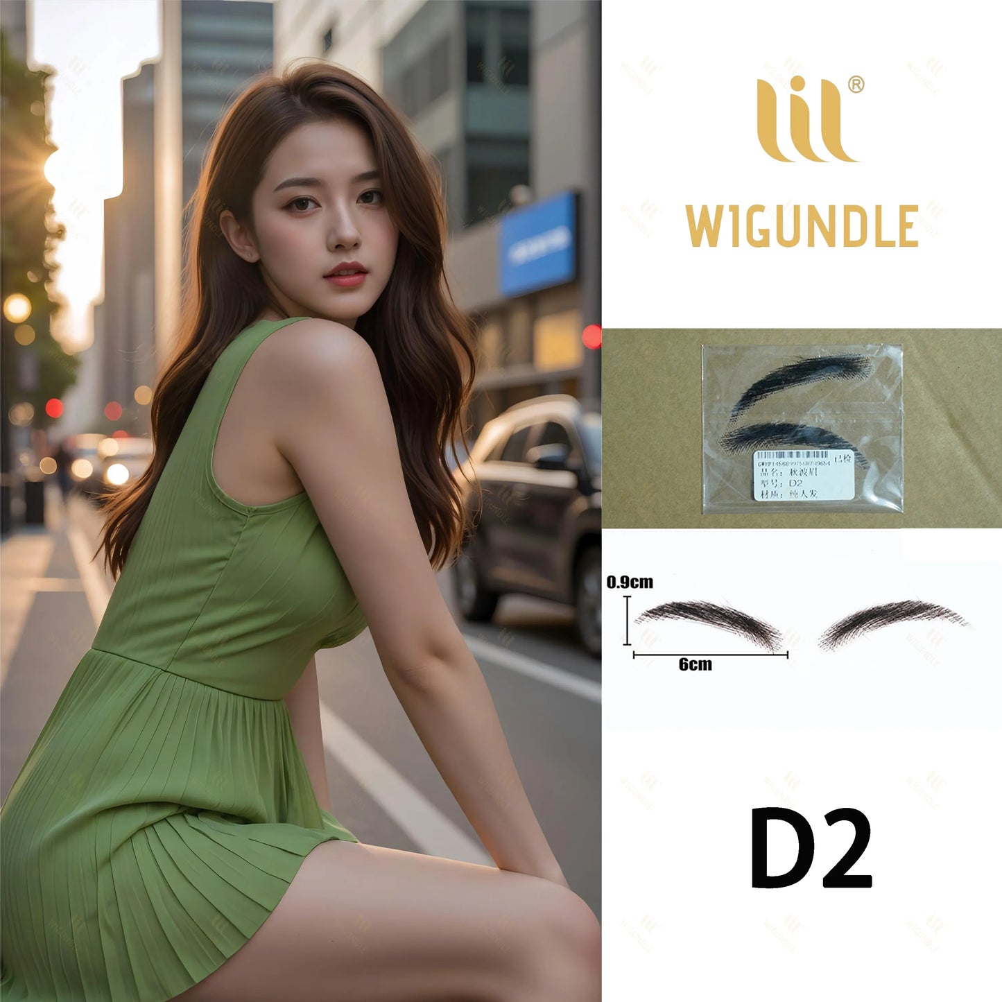Fake Eyebrows Hair Extensions Handmade 100% Human Hair Lace Eyebrows One Pair False Eyebrow Extensions for Women (Black/Brown)