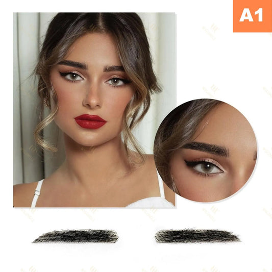 WIGUNDLE Fake Eyebow Women Or Man Hair Brazilian Hair invisible Handmade 100% Human Hair Fake Eyebrows Hand Tied False Eyebrows
