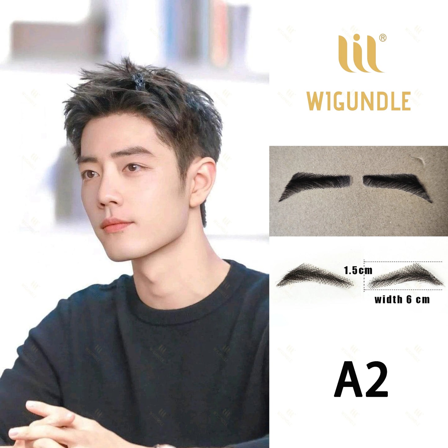 Fake Eyebrows Hair Extensions Handmade 100% Human Hair Lace Eyebrows One Pair False Eyebrow Extensions for Women (Black/Brown)