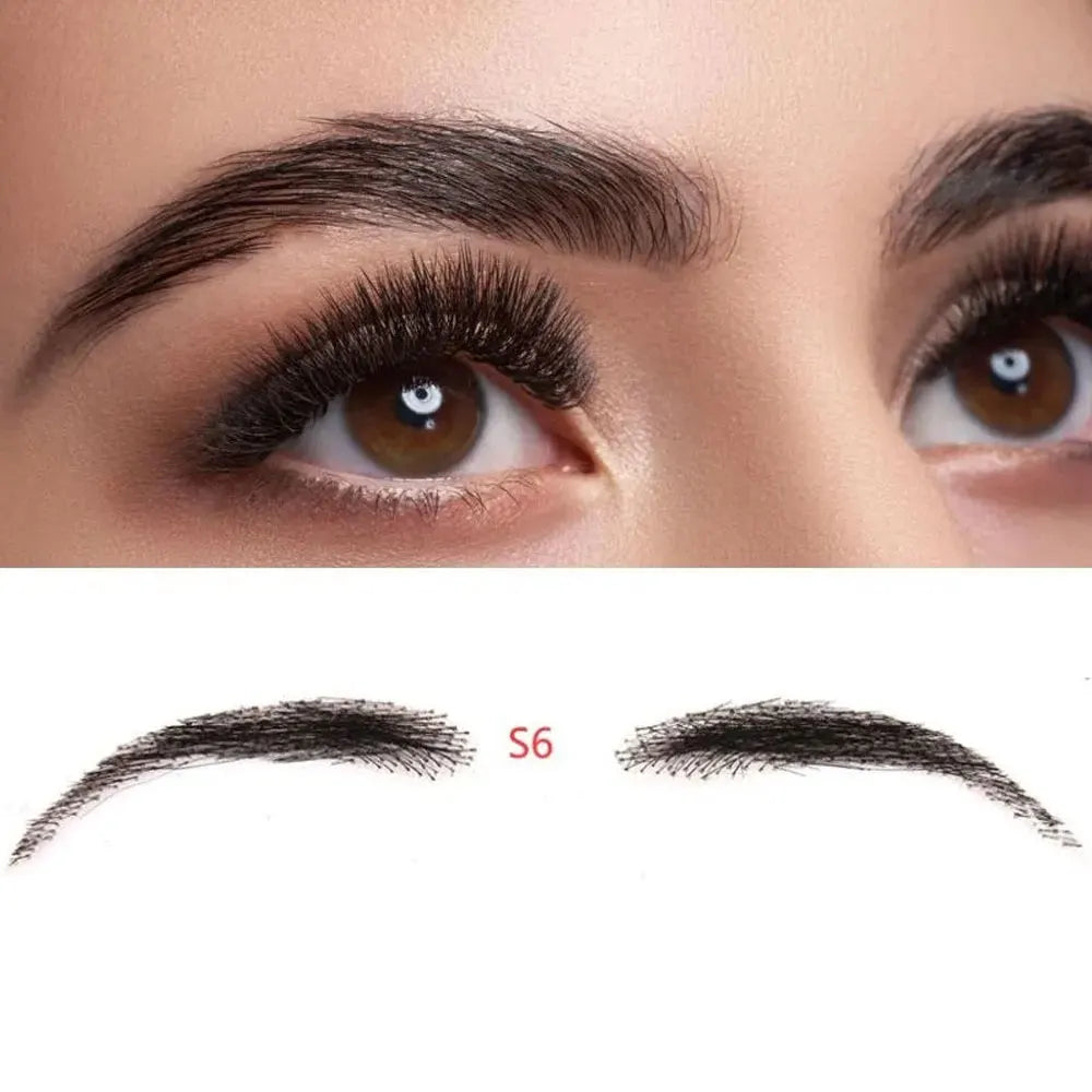 Fake Eyebrow Realistic100%Human Hair Full Hand Tied Hair Black False Eyebrow Lace Invisible Fake Eyebrow for Makeup Women andMan