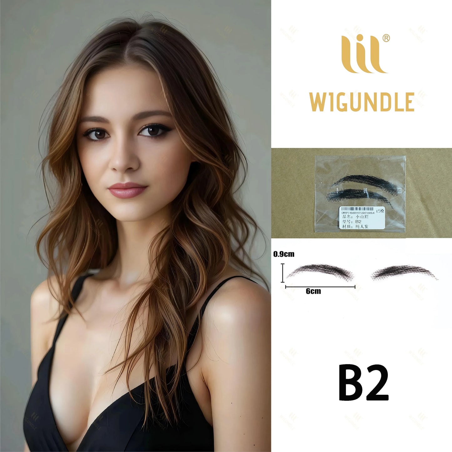 Fake Eyebrows Hair Extensions Handmade 100% Human Hair Lace Eyebrows One Pair False Eyebrow Extensions for Women (Black/Brown)